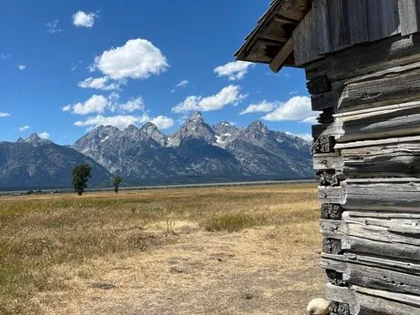Historic Mormon Row barn with Grand Teton mountains in background