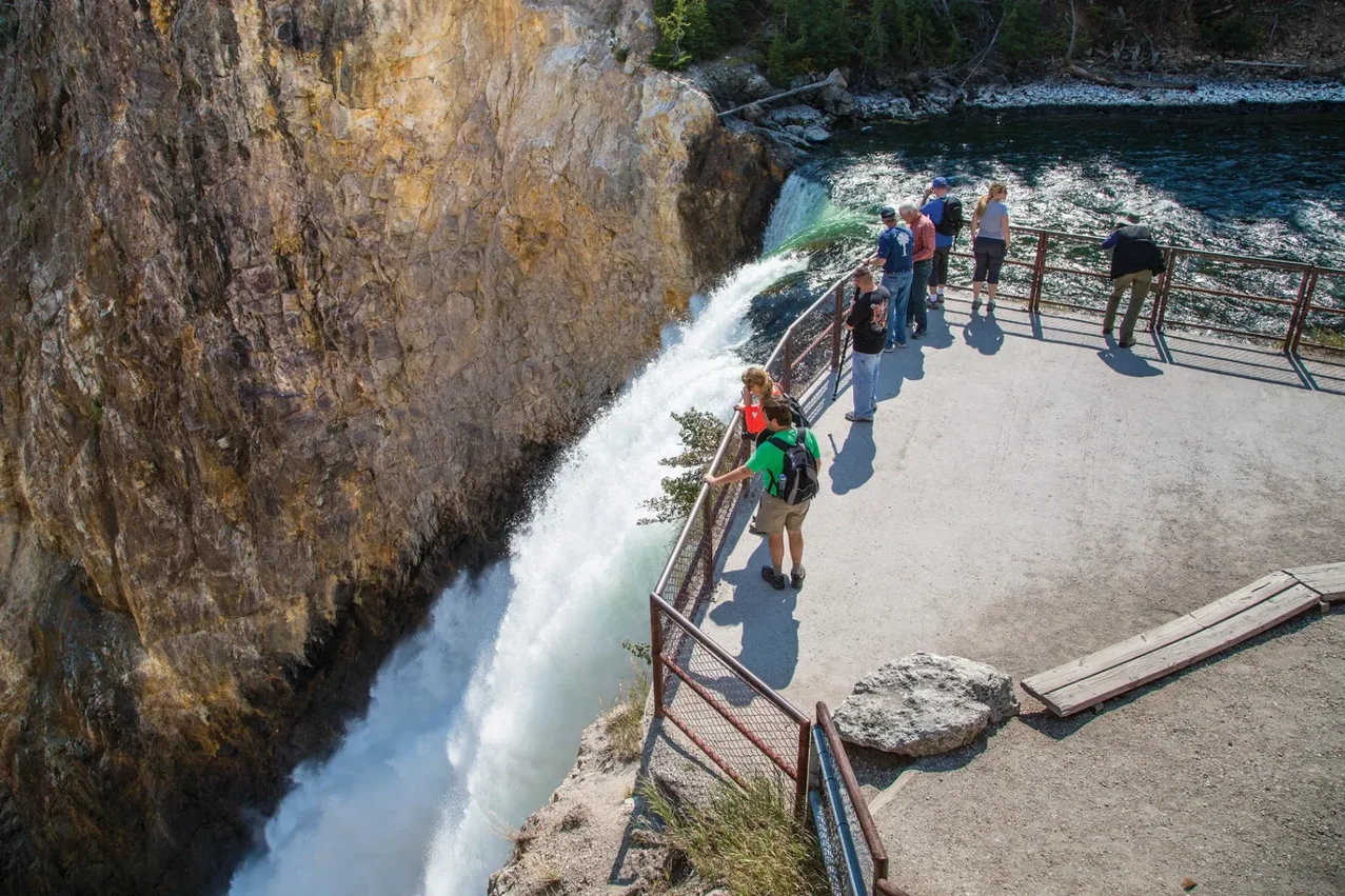 View from the Brink of the Lower Falls Trail looking out over the Yellowstone River