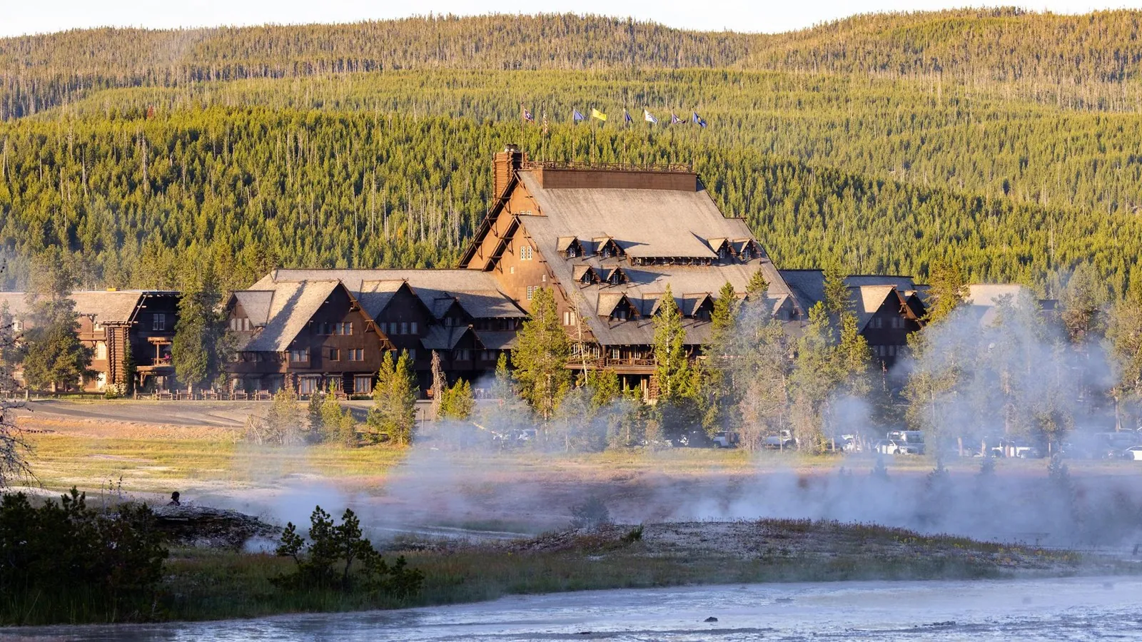 The historic Old Faithful Inn in Yellowstone National Park