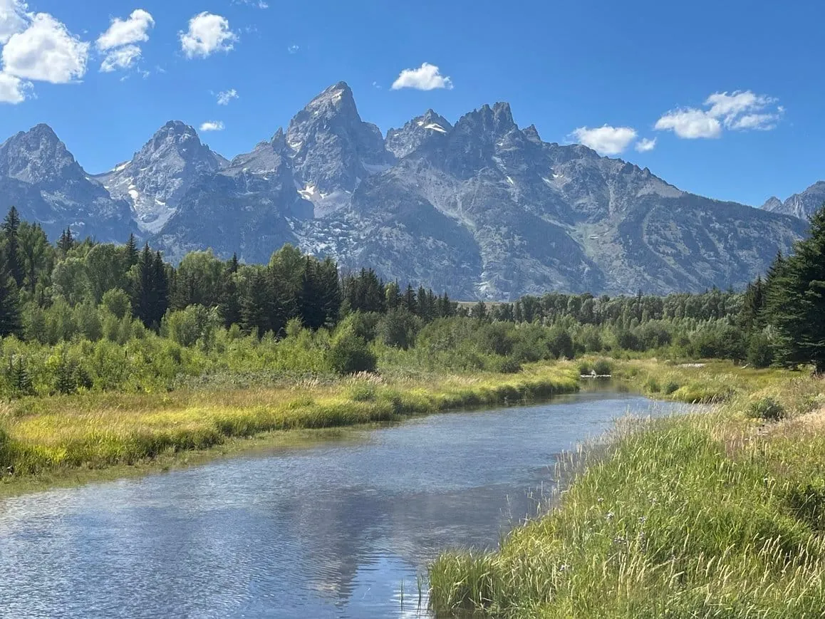 The Teton Range west face — the wall the mountain men camped beneath